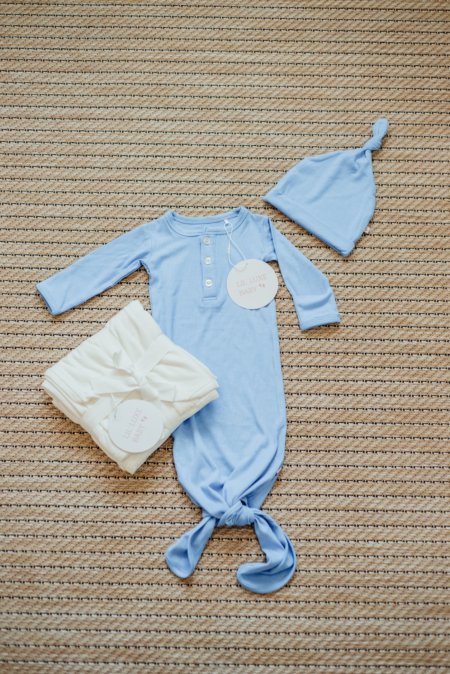 White Ribbed Swaddle- The Jade Collection