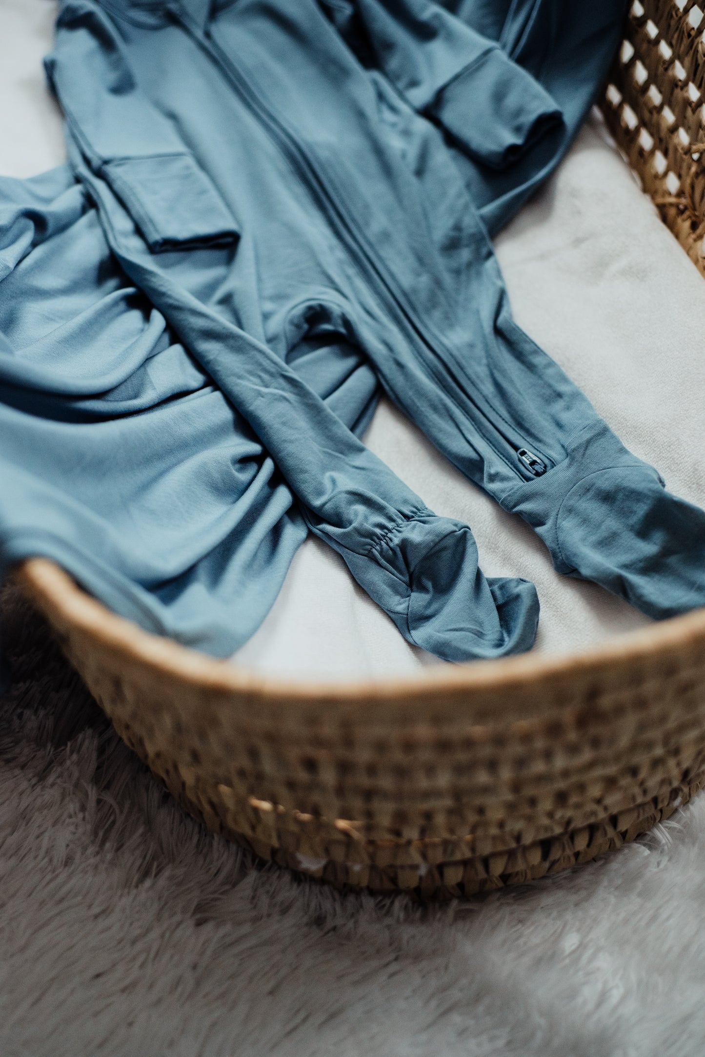 Bamboo Zippered Sleeper -Dusty Blue