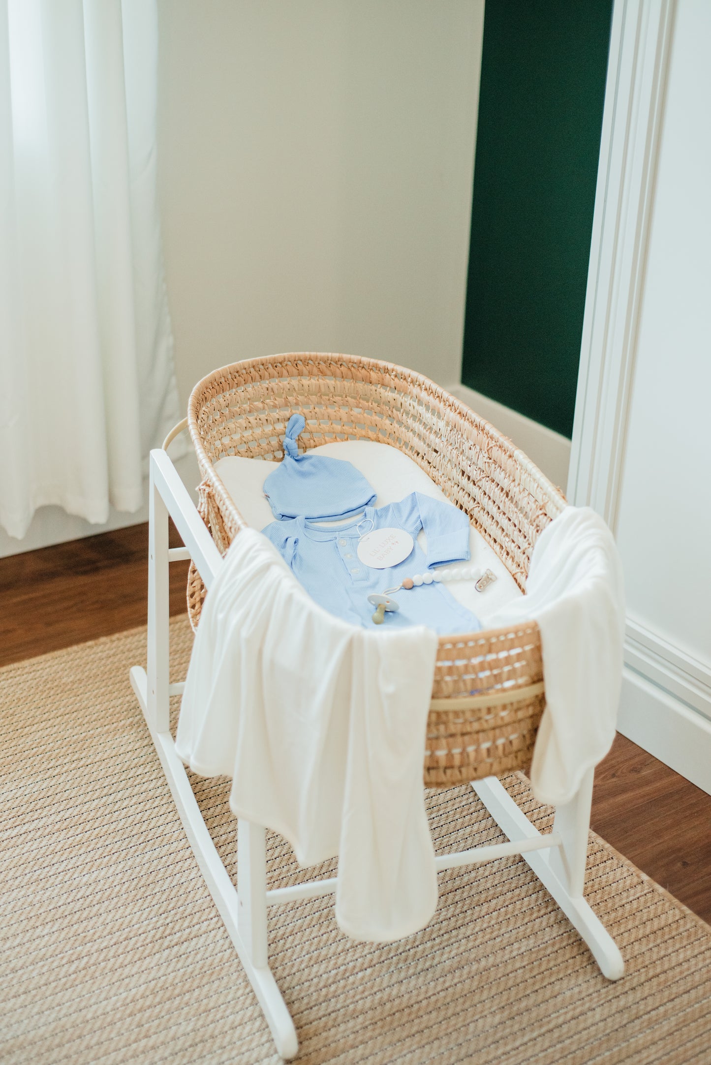 White Ribbed Swaddle- The Jade Collection