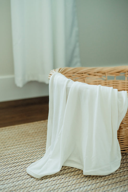 White Ribbed Swaddle- The Jade Collection