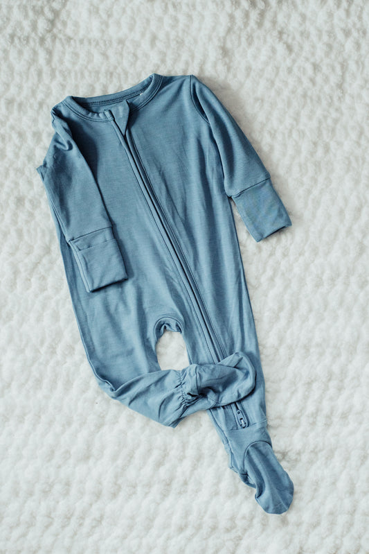 Bamboo Zippered Sleeper  -Dusty Blue