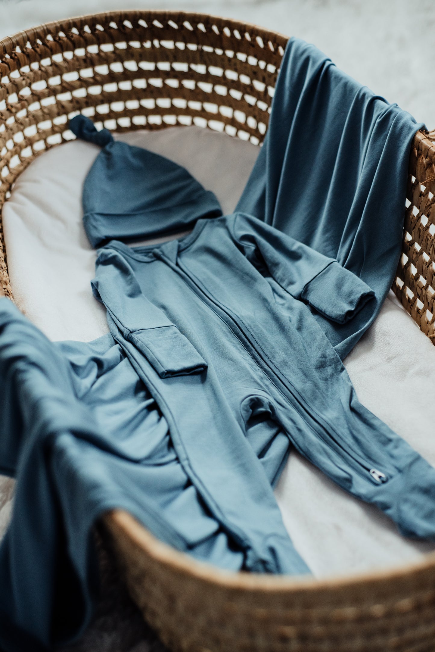 Bamboo Zippered Sleeper  -Dusty Blue