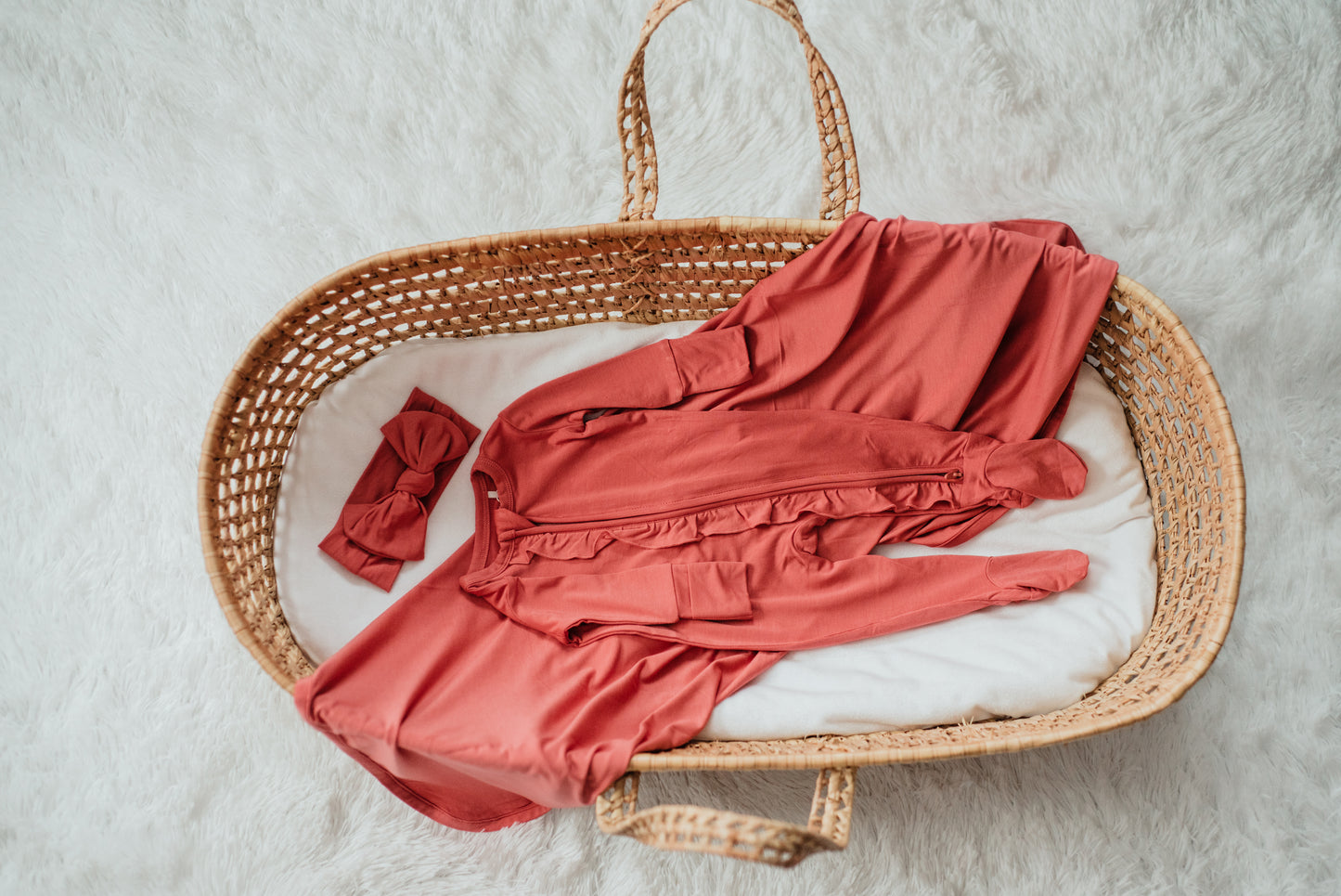 Bamboo Ruffled Baby Girl Sleepers  -Dusty Rose