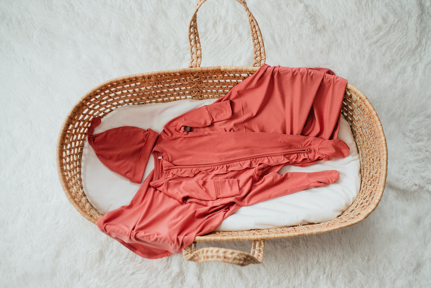 Bamboo Ruffled Baby Girl Sleepers  -Dusty Rose