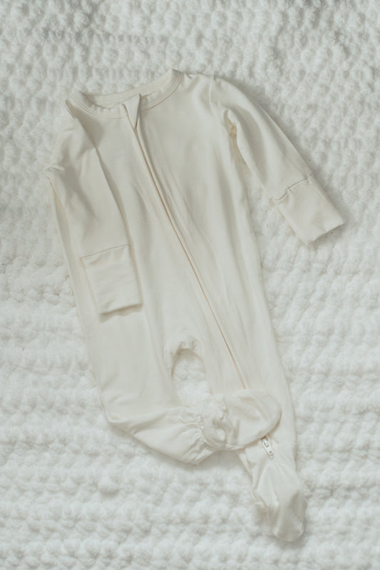 Bamboo Zippered Sleepers -White
